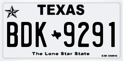 TX license plate BDK9291