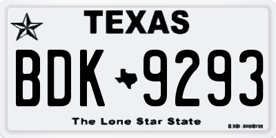 TX license plate BDK9293