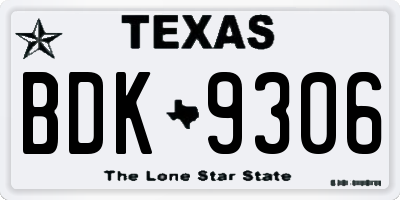 TX license plate BDK9306