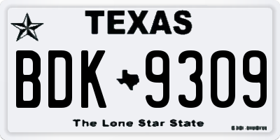 TX license plate BDK9309
