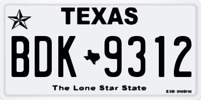 TX license plate BDK9312