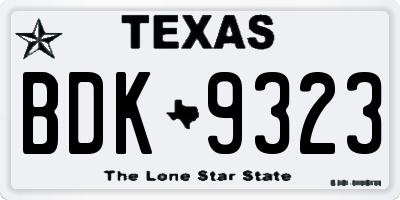 TX license plate BDK9323