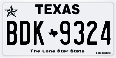 TX license plate BDK9324