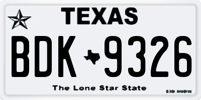 TX license plate BDK9326