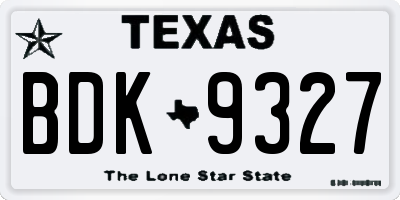 TX license plate BDK9327