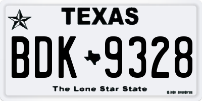 TX license plate BDK9328