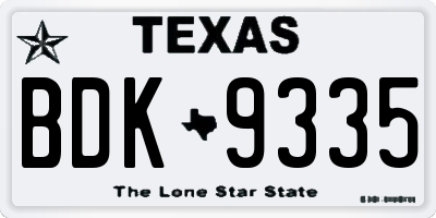 TX license plate BDK9335