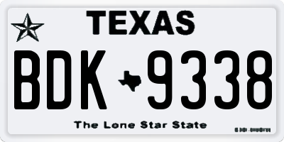 TX license plate BDK9338