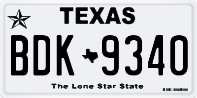 TX license plate BDK9340
