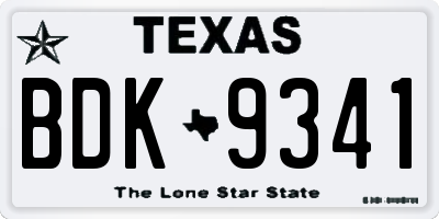 TX license plate BDK9341