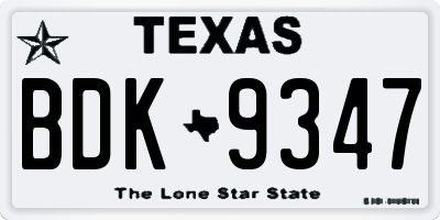 TX license plate BDK9347