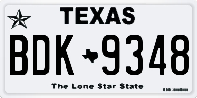 TX license plate BDK9348