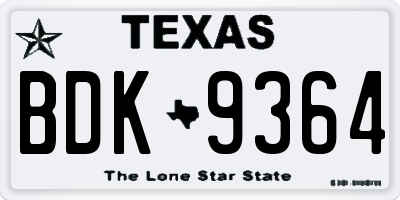 TX license plate BDK9364