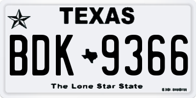TX license plate BDK9366