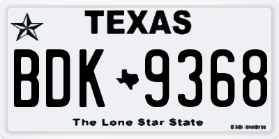 TX license plate BDK9368