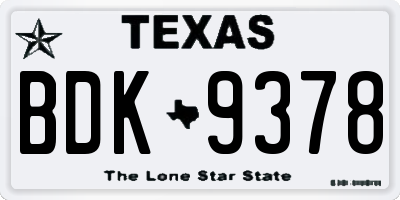 TX license plate BDK9378