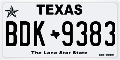 TX license plate BDK9383