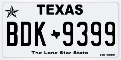 TX license plate BDK9399