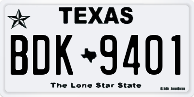 TX license plate BDK9401