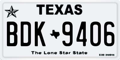 TX license plate BDK9406