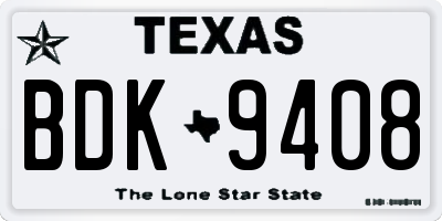 TX license plate BDK9408