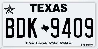 TX license plate BDK9409