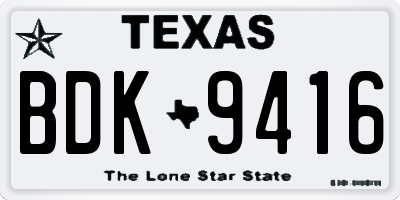 TX license plate BDK9416