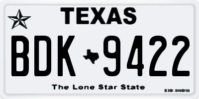 TX license plate BDK9422