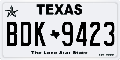 TX license plate BDK9423