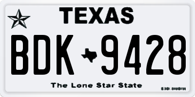 TX license plate BDK9428