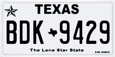 TX license plate BDK9429