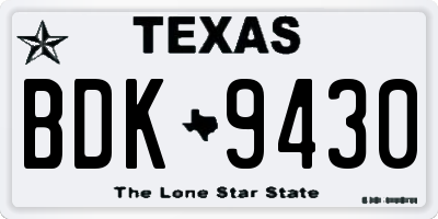 TX license plate BDK9430