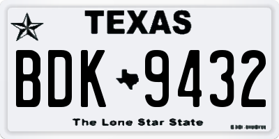 TX license plate BDK9432