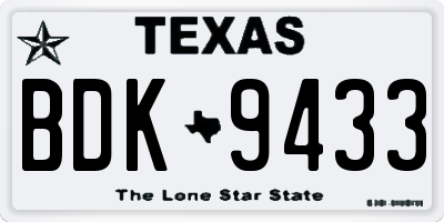 TX license plate BDK9433