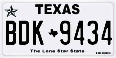 TX license plate BDK9434