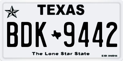 TX license plate BDK9442