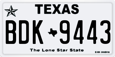 TX license plate BDK9443