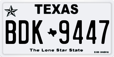 TX license plate BDK9447