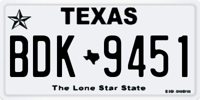TX license plate BDK9451