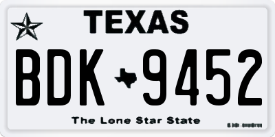 TX license plate BDK9452