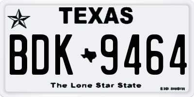 TX license plate BDK9464
