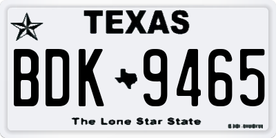 TX license plate BDK9465