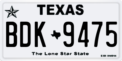 TX license plate BDK9475