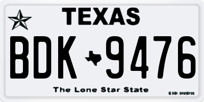 TX license plate BDK9476
