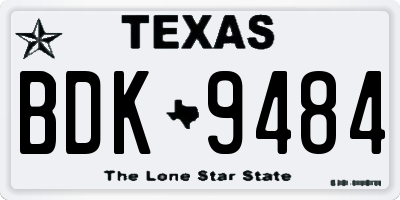 TX license plate BDK9484