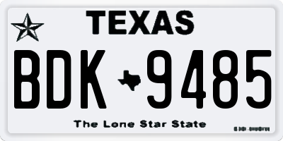 TX license plate BDK9485