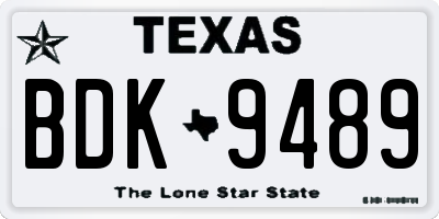 TX license plate BDK9489
