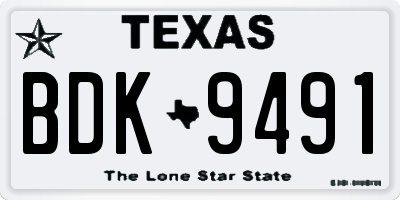 TX license plate BDK9491