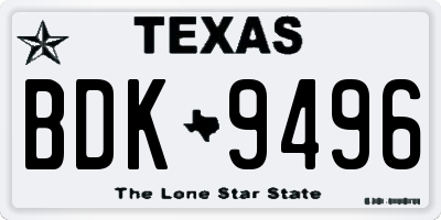 TX license plate BDK9496