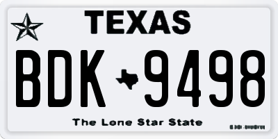 TX license plate BDK9498